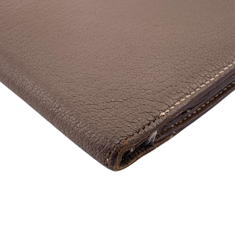HERMES Bifold Wallet Chevre Mysore, Leather beige Hermes Bearn Soufflet Chevre Mysore Wallet Etoupe Gold Metal ?O:2011