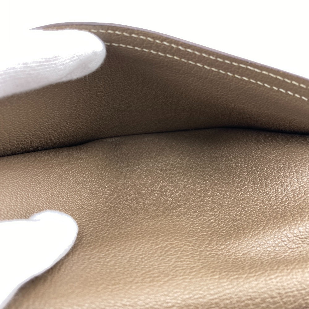 HERMES Bifold Wallet Chevre Mysore, Leather beige Hermes Bearn Soufflet Chevre Mysore Wallet Etoupe Gold Metal ?O:2011