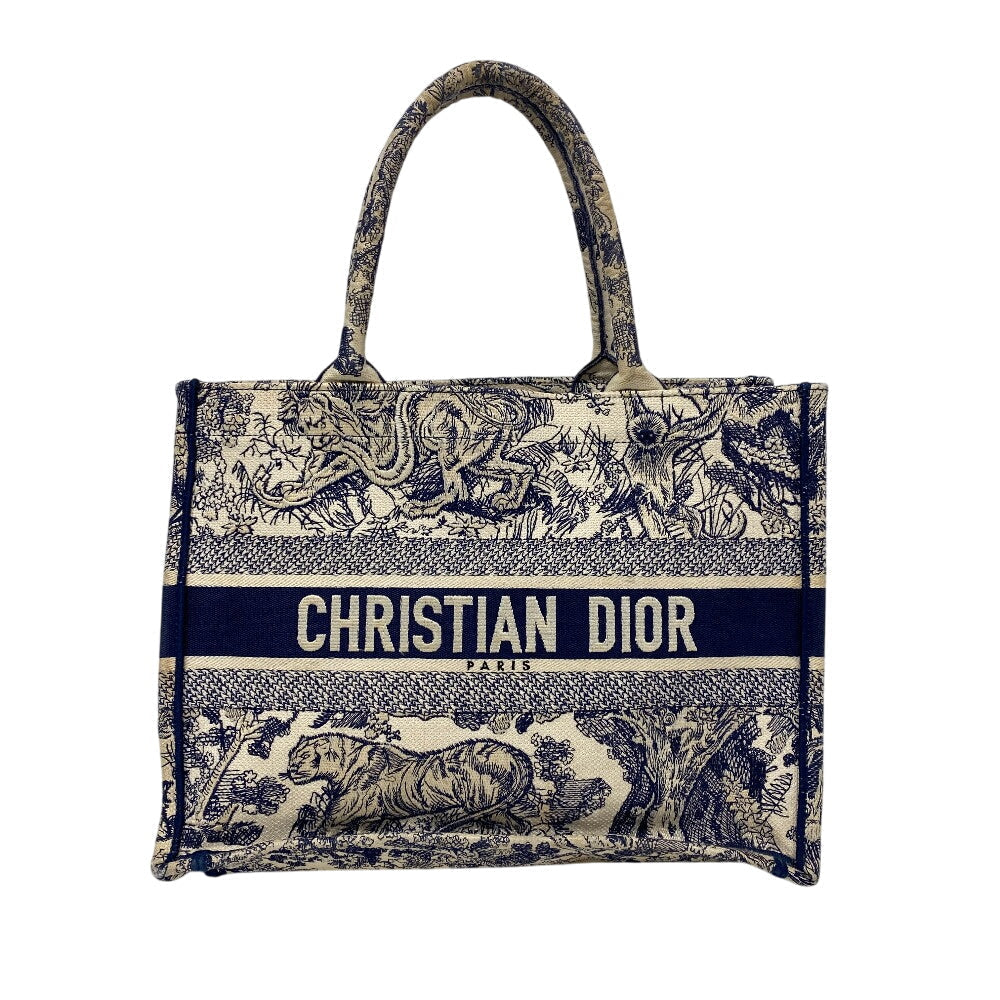 Christian Dior Tote Bag canvas white Toile de Jouy Embroidered Women