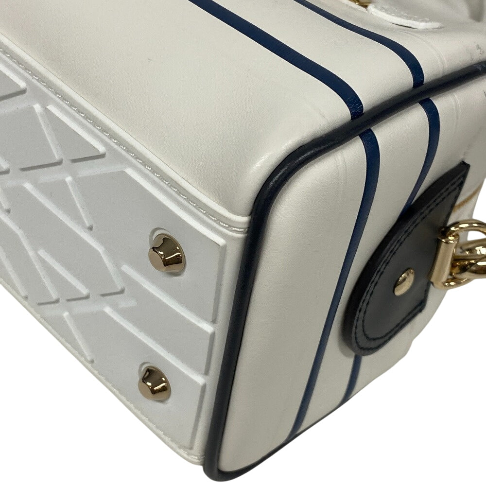 Christian Dior Handbag leather white 83-MA-0212X Vibe Bowling bag Women