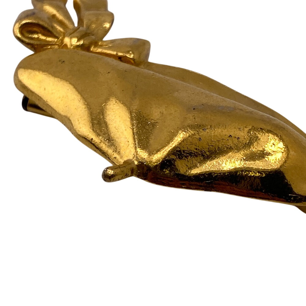 CHANEL Brooch Gold Plated gold Beret Ribbon