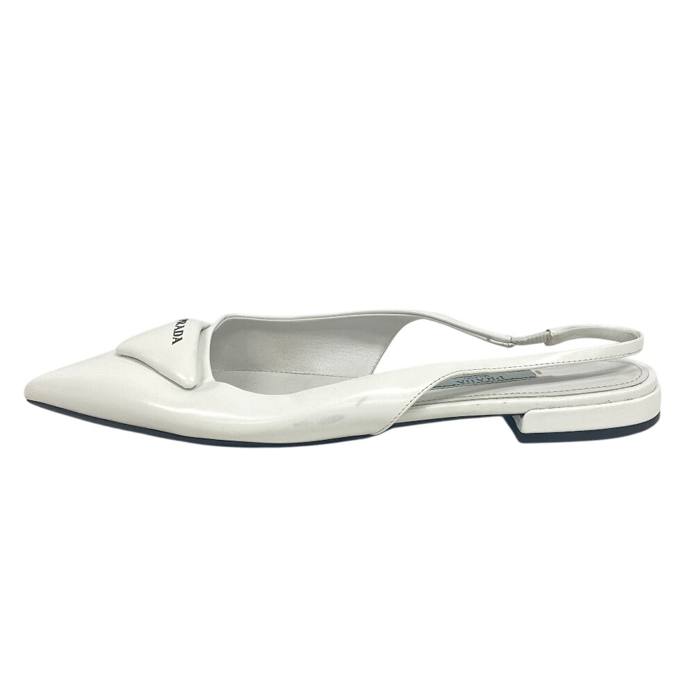 PRADA pumps leather Ivory Triangle logo Women 35