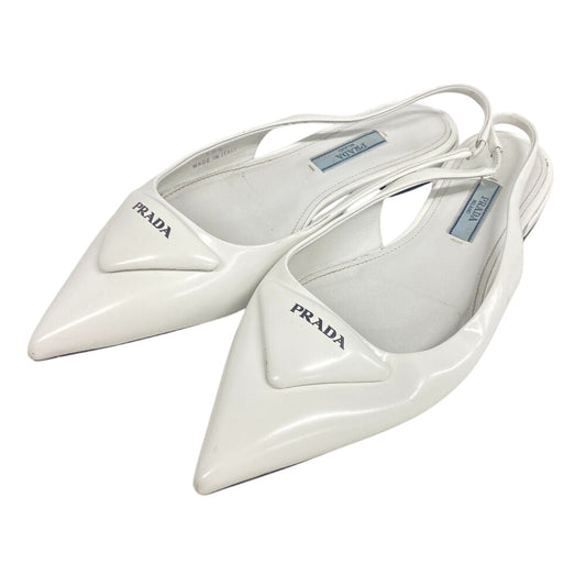 PRADA pumps leather Ivory Triangle logo Women 35