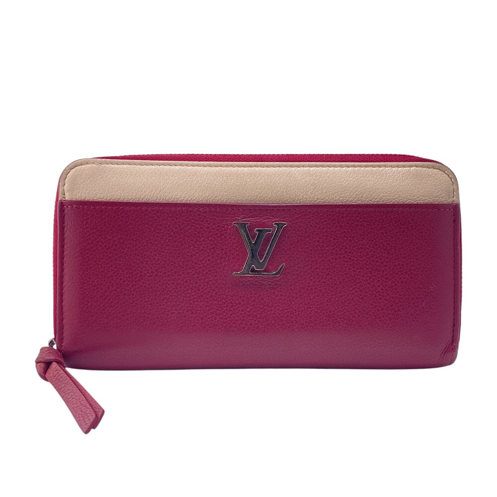 LOUIS VUITTON Long Wallet Purse leather wine-red LV Logo Rock Me Zippy