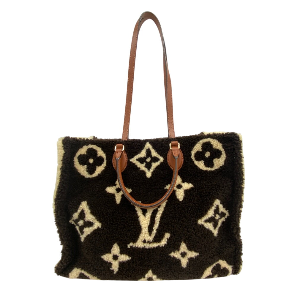 LOUIS VUITTON Handbag M55420 Monogram shearling, leather Brown Monogram teddy On-the-go GM Women