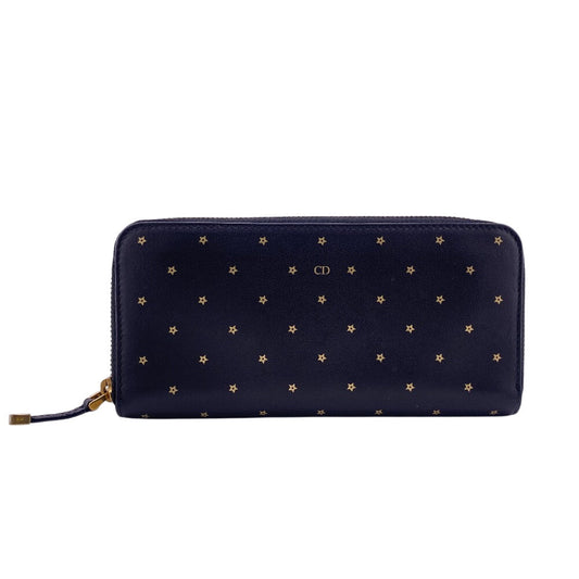 Christian Dior Long Wallet Purse leather black Stars Collection Women(Unisex)
