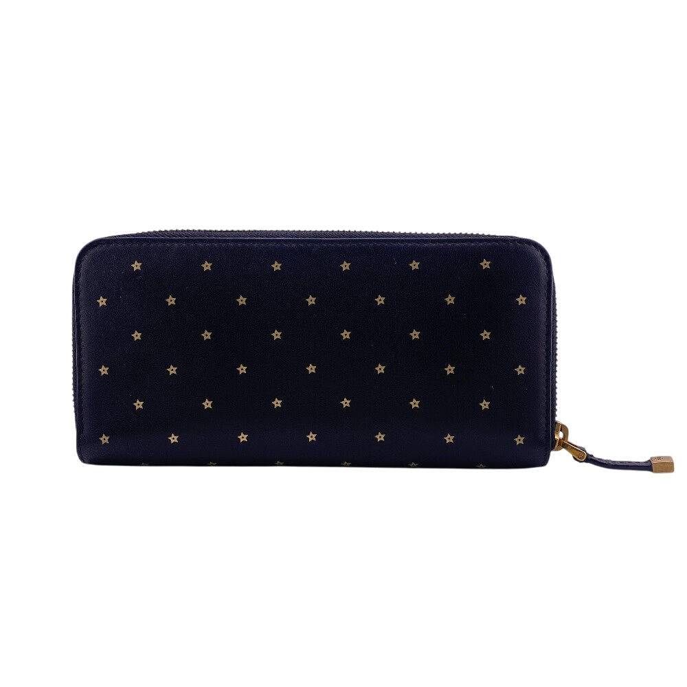 Christian Dior Long Wallet Purse leather black Stars Collection Women(Unisex)