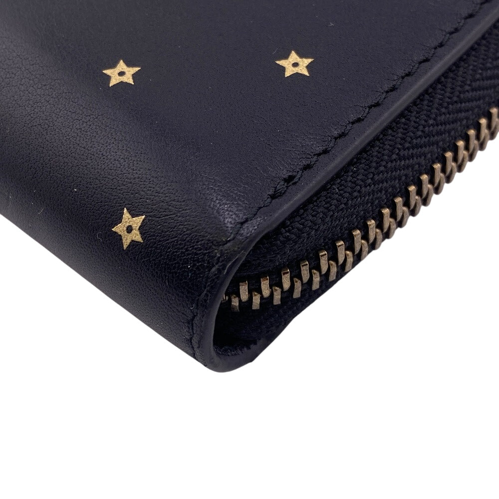 Christian Dior Long Wallet Purse leather black Stars Collection Women(Unisex)