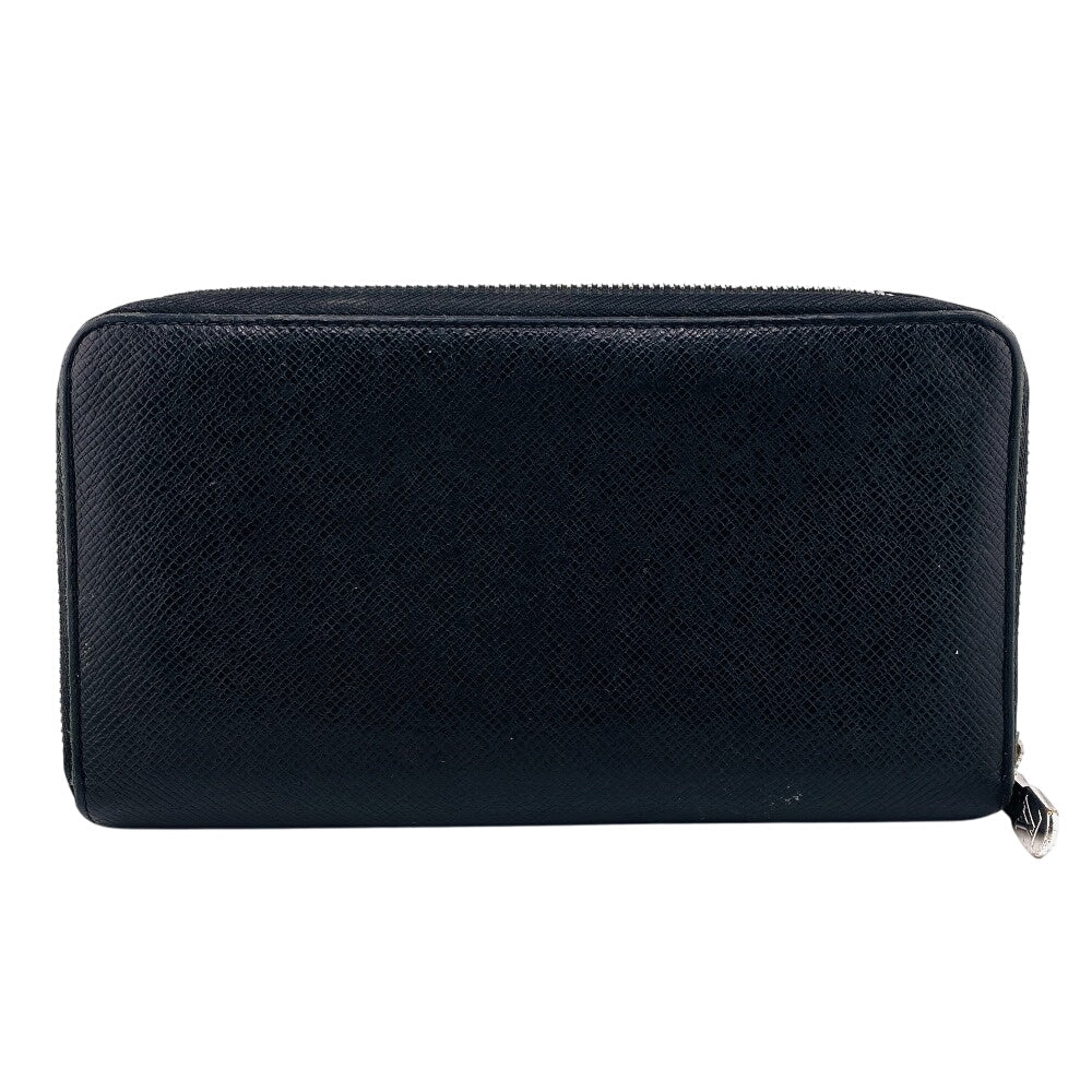 LOUIS VUITTON Long Wallet Purse M30056 leather black Taiga Zippy Organizer mens(Unisex)