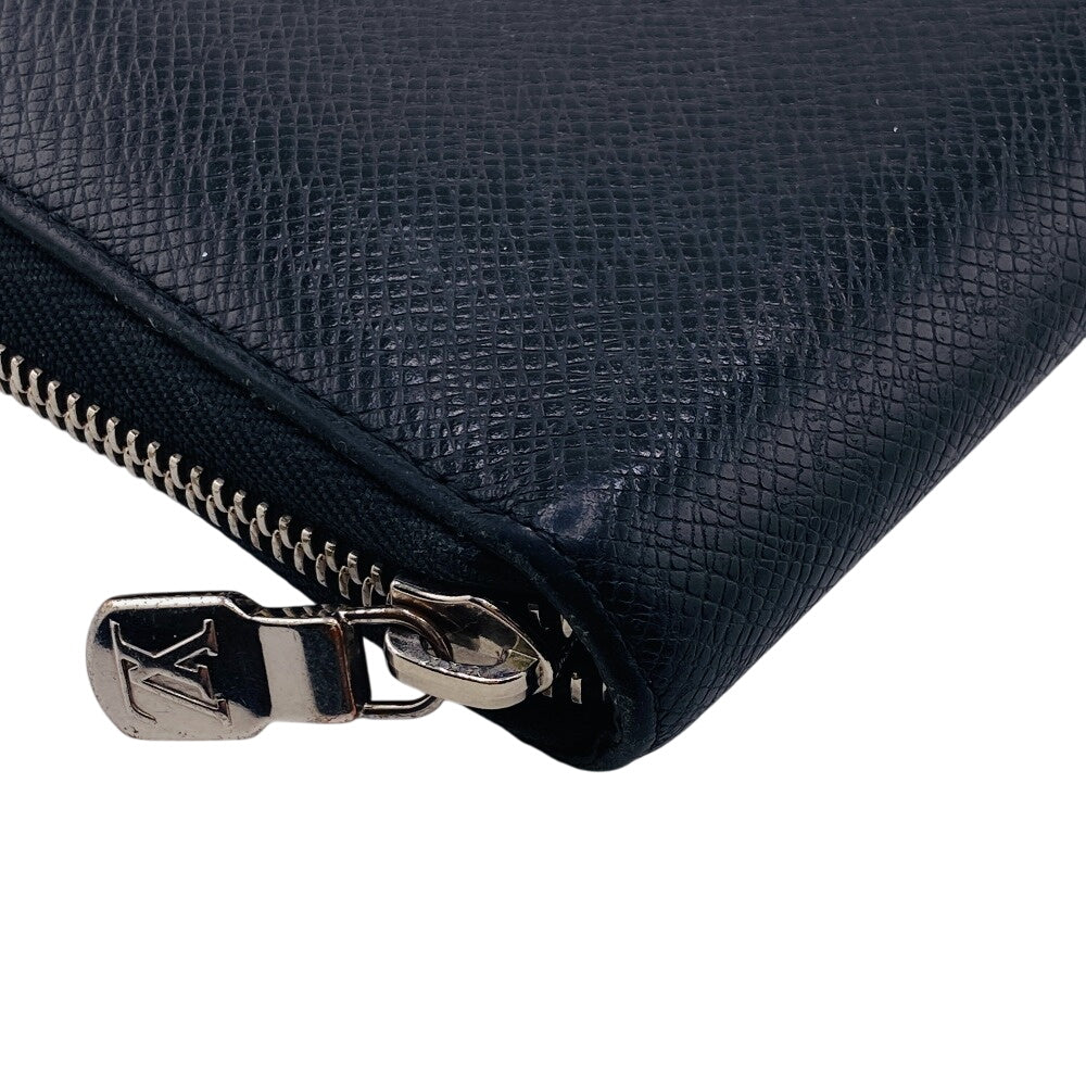 LOUIS VUITTON Long Wallet Purse M30056 leather black Taiga Zippy Organizer mens(Unisex)