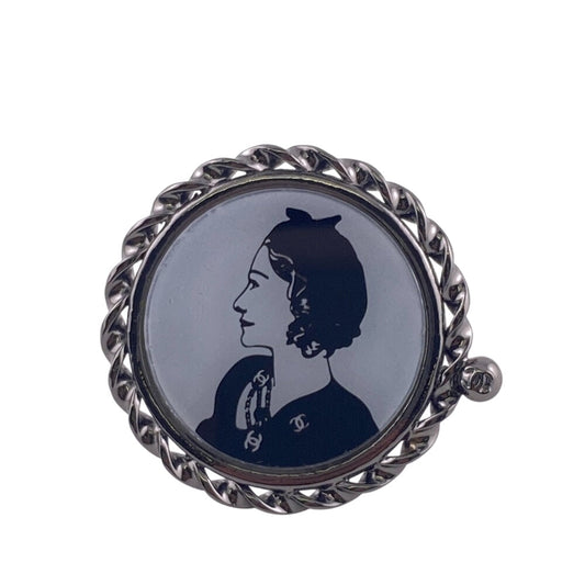 CHANEL Ring metal black Mademoiselle COCO Mark Women