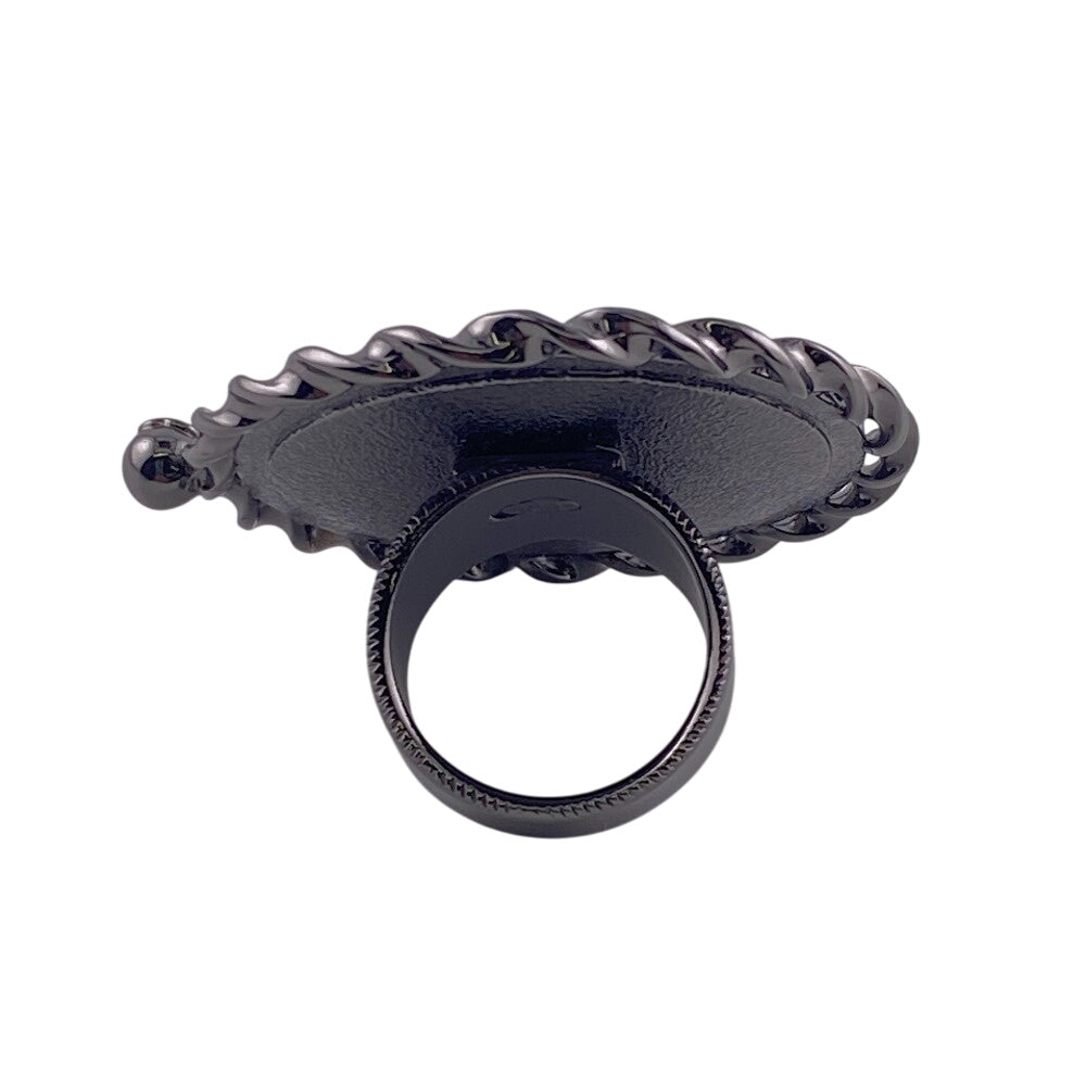 CHANEL Ring metal black Mademoiselle COCO Mark Women