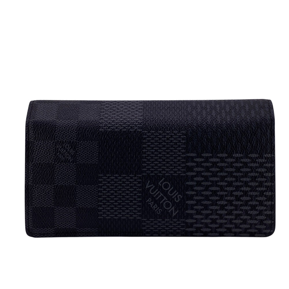 LOUIS VUITTON Long Wallet Purse N60436 leather black Portefeuille Damier Graffiti 3D Brother NM mens