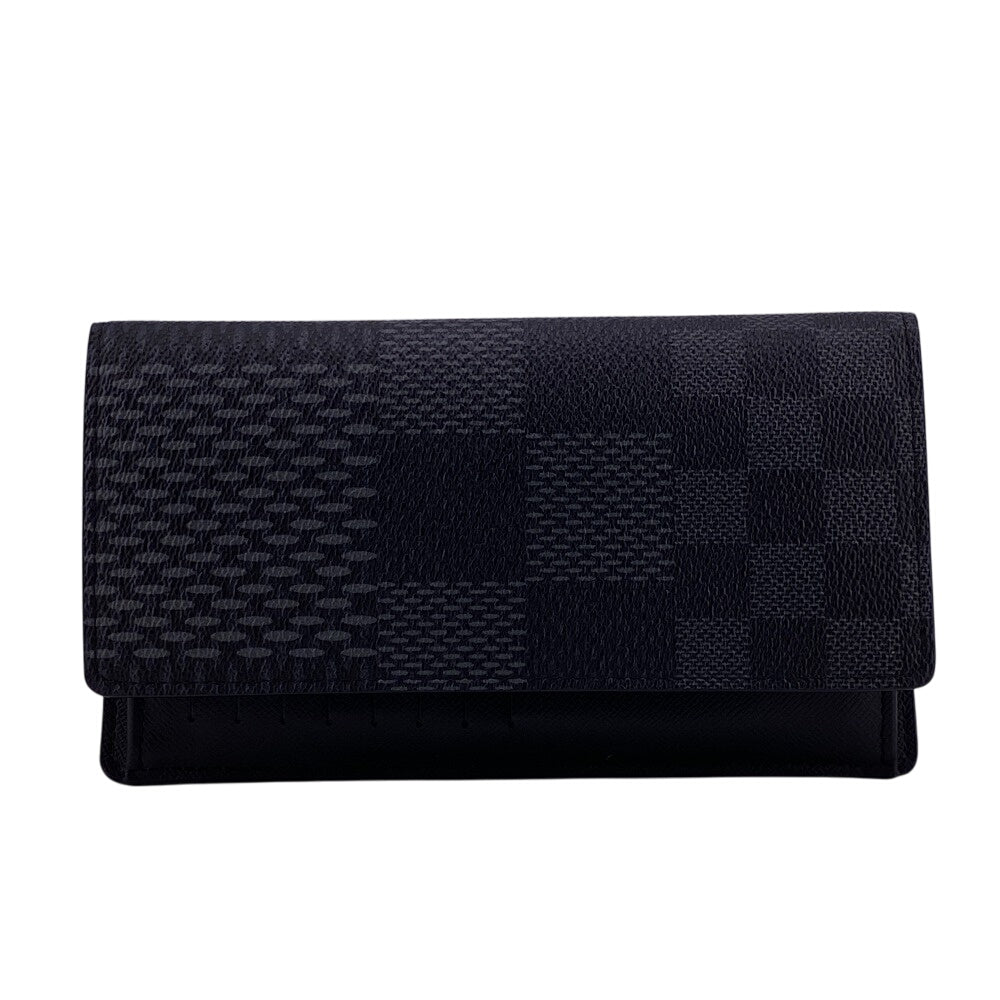 LOUIS VUITTON Long Wallet Purse N60436 leather black Portefeuille Damier Graffiti 3D Brother NM mens