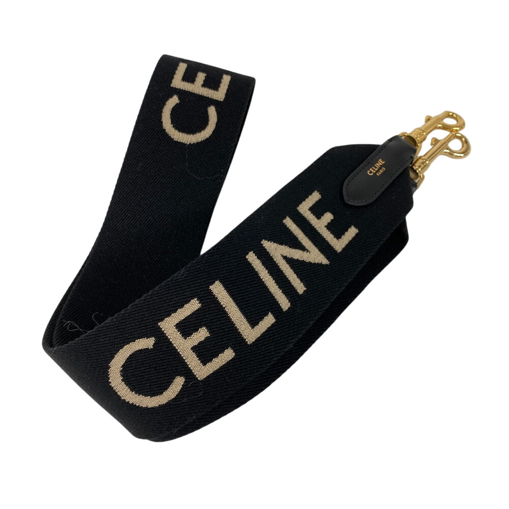 CELINE Shoulder strap canvas black jacquard long strap Women
