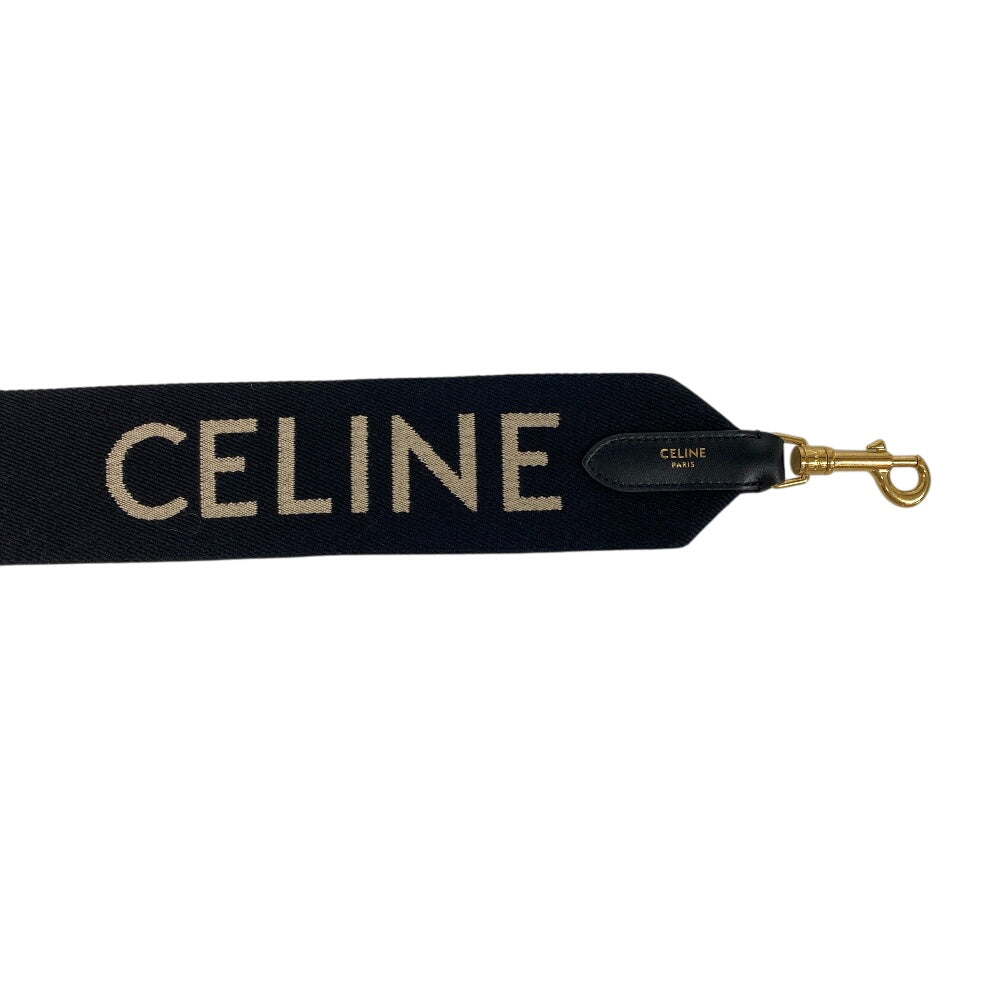 CELINE Shoulder strap canvas black jacquard long strap Women