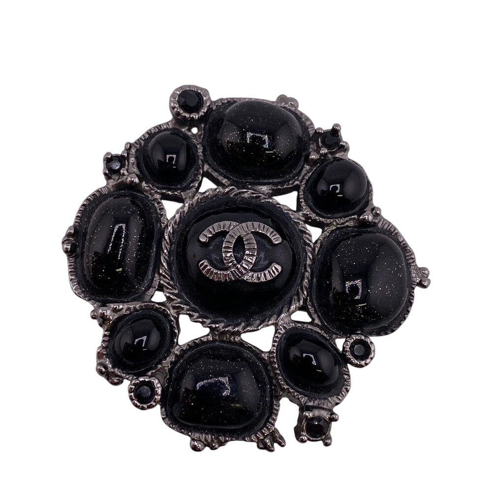 CHANEL Brooch C00V Metal, Resin black COCO Mark rhinestone Women