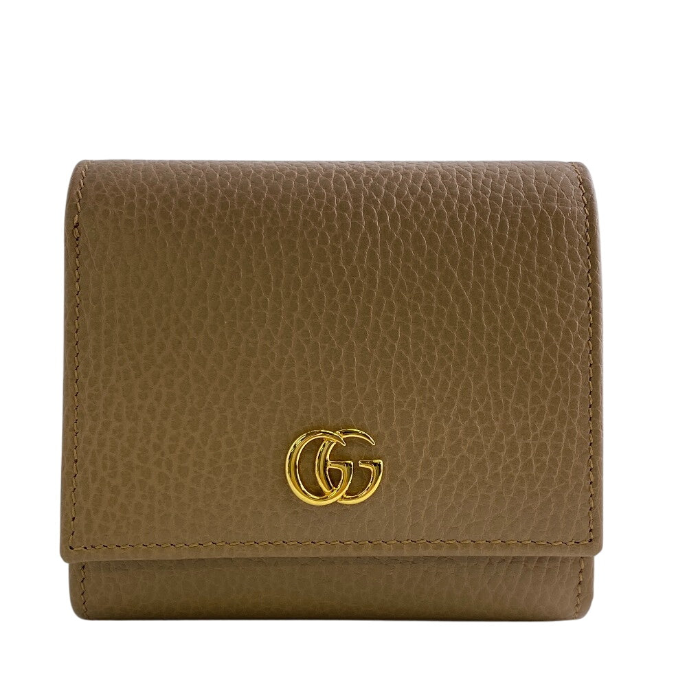 GUCCI Bifold Wallet leather beige GG Marmont Women