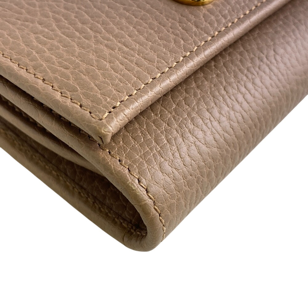 GUCCI Bifold Wallet leather beige GG Marmont Women