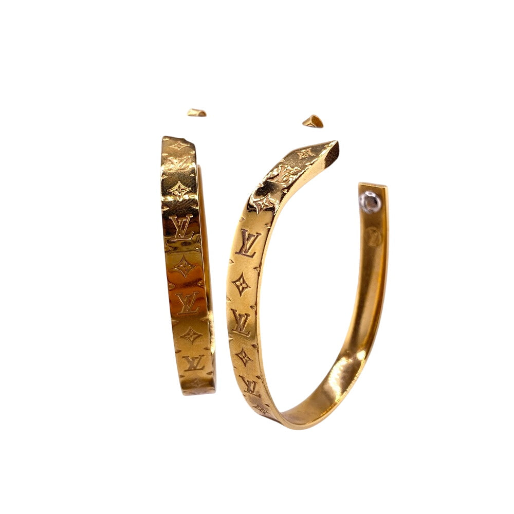 LOUIS VUITTON Pierce M00220 Gold Plated gold Hoop Pierce Monogram Women