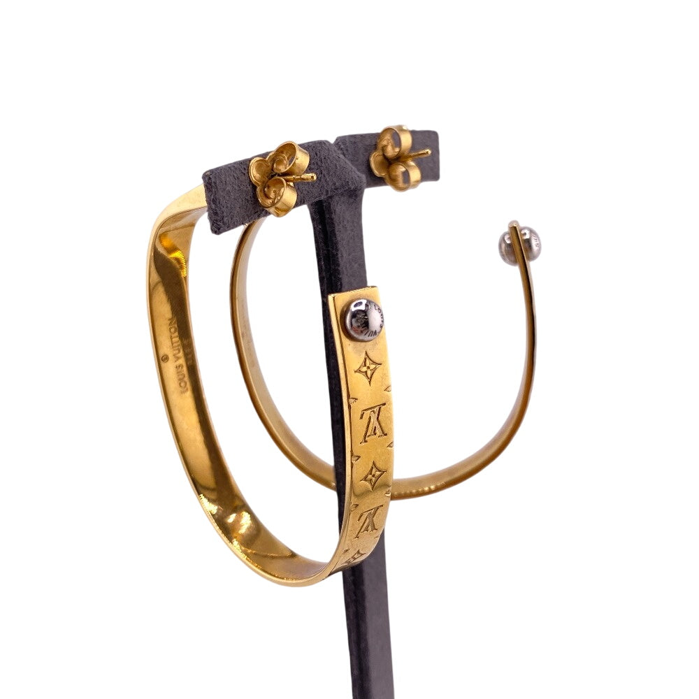 LOUIS VUITTON Pierce M00220 Gold Plated gold Hoop Pierce Monogram Women
