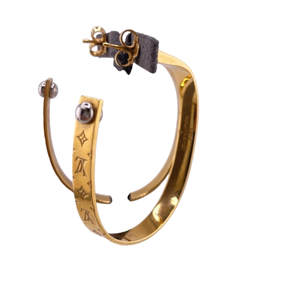LOUIS VUITTON Pierce M00220 Gold Plated gold Hoop Pierce Monogram Women
