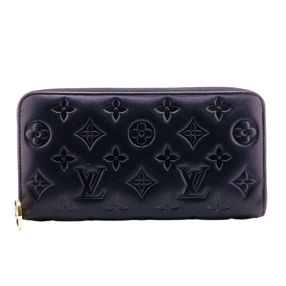 LOUIS VUITTON Long Wallet Purse M68382 Lambskin, Monogram Embossed black LV Women(Unisex)