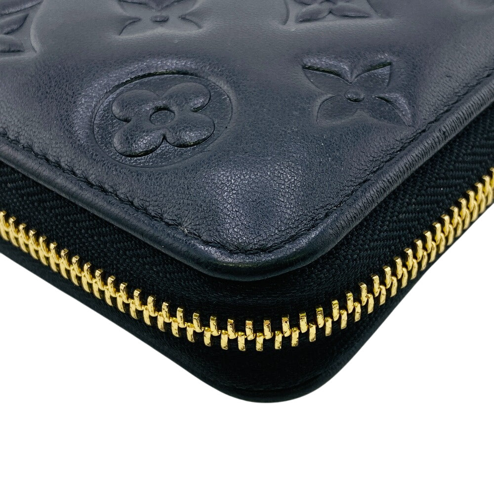 LOUIS VUITTON Long Wallet Purse M68382 Lambskin, Monogram Embossed black LV