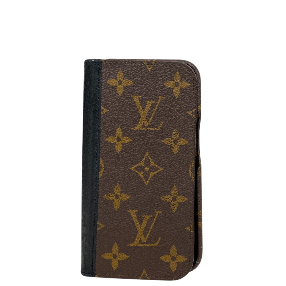 LOUIS VUITTON iPhone case M82891 leather Brown iPhone15Pro Monogram Folio mens(Unisex)