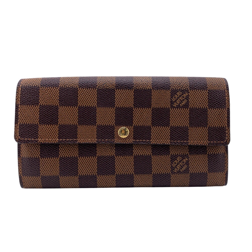 LOUIS VUITTON Long Wallet Purse N61734 Damier Brown Damier Sara Women