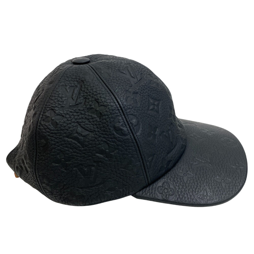 LOUIS VUITTON cap MP2605 leather black Leather Cap Monogram Newsboy Cap mens