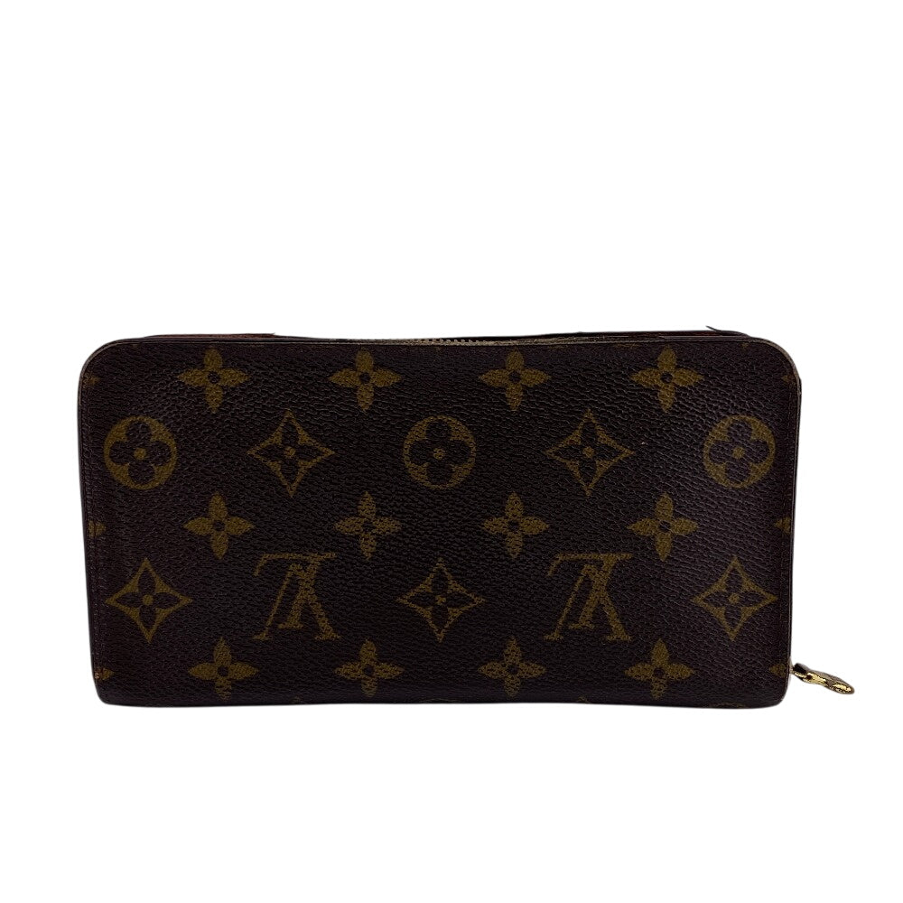 LOUIS VUITTON Long Wallet Purse M61727 leather Brown Zip Around Monogram Porto Monezup mens(Unisex)