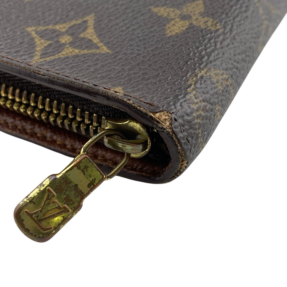LOUIS VUITTON Long Wallet Purse M61727 leather Brown Zip Around Monogram Porto Monezup mens(Unisex)