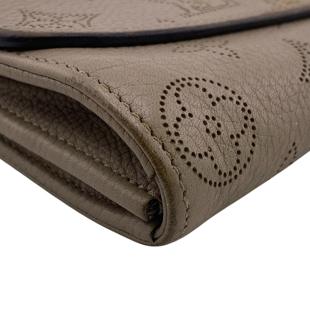 LOUIS VUITTON Long Wallet Purse M60144 leather beige Monogram Mahina Portefeuille Iris Women