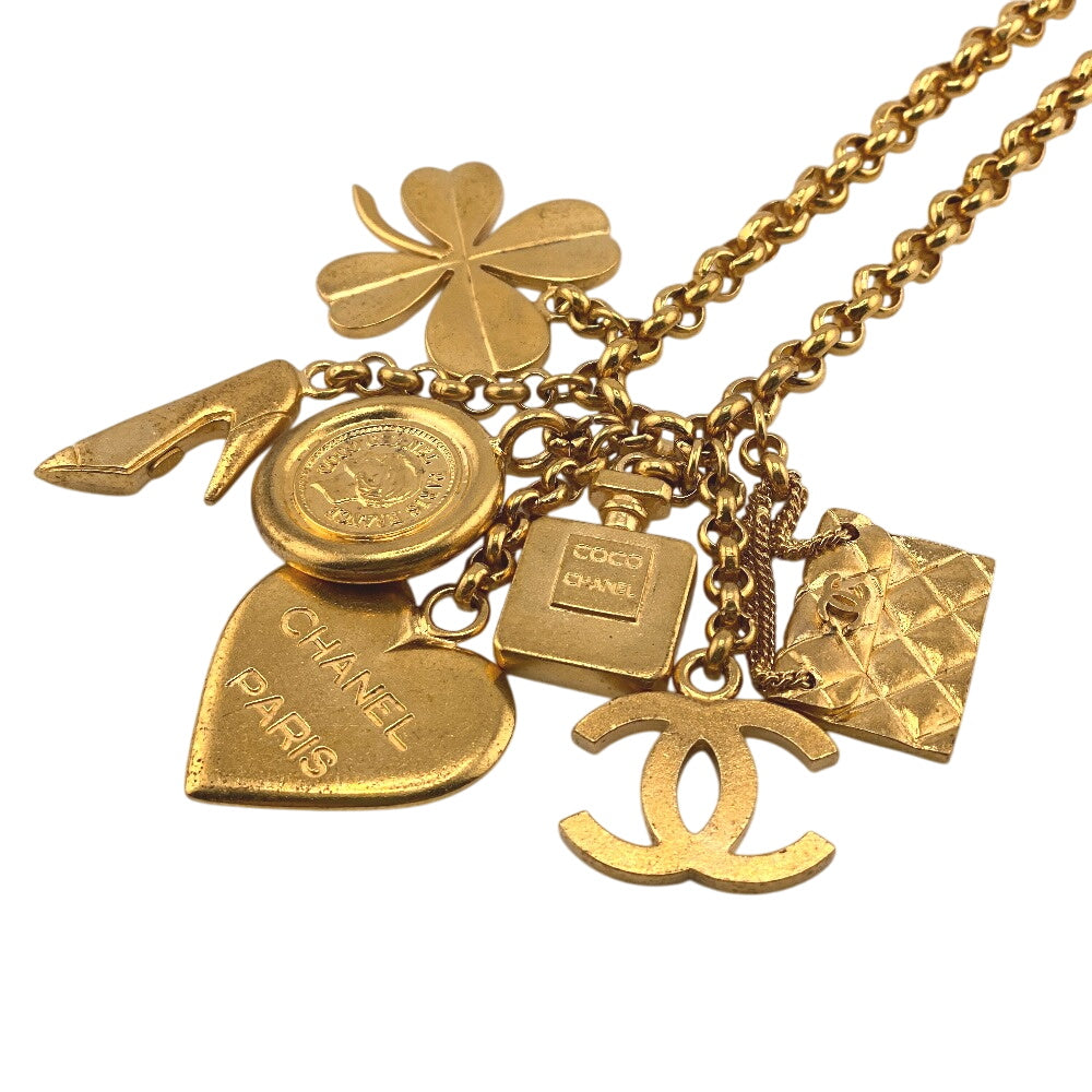 CHANEL Necklace 96P Gold Plated gold 7 hooks COCO Mark Icon Matelasse Women