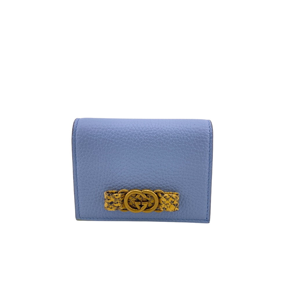 GUCCI Bifold Wallet 746059 leather blue Compact wallet Interlocking G Women