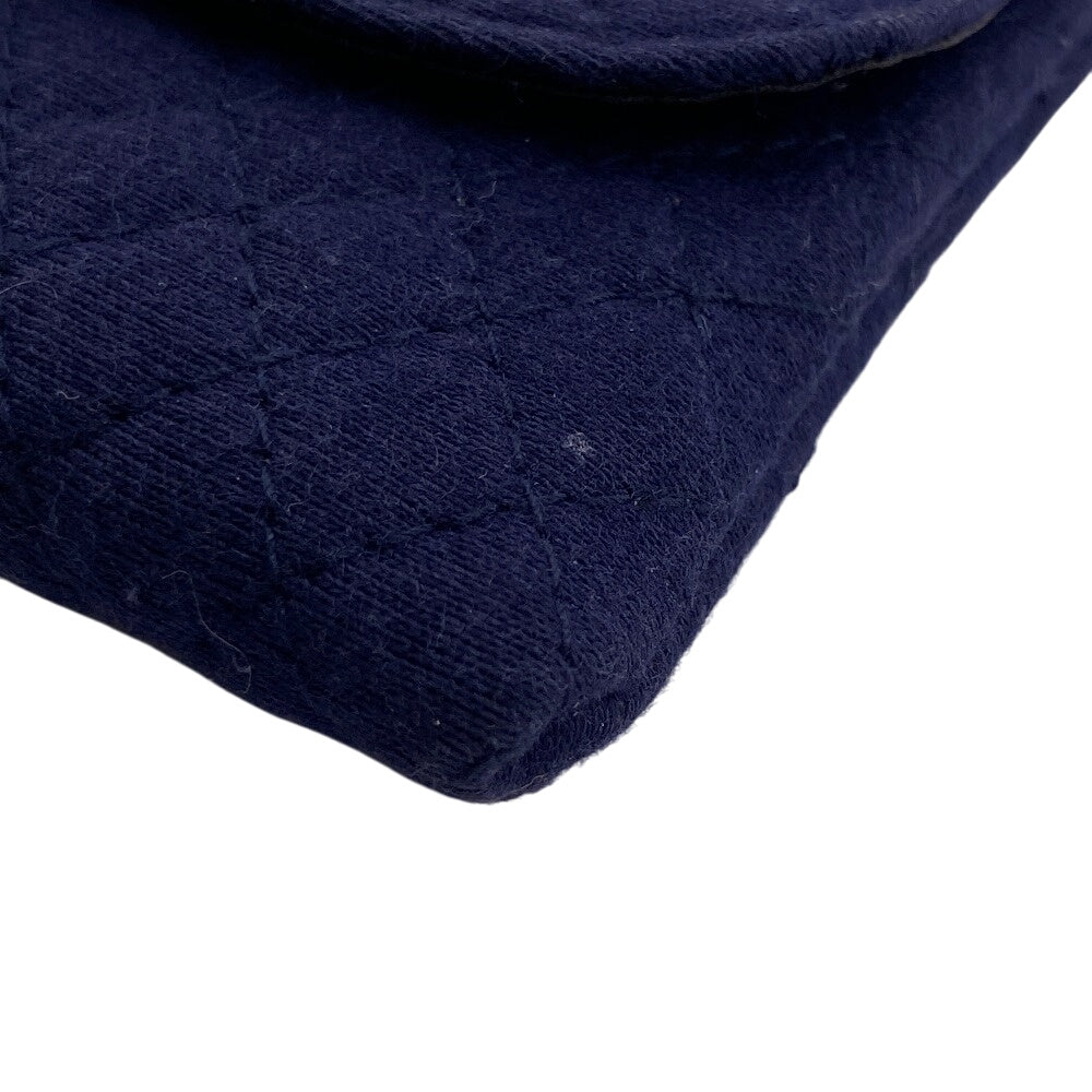CHANEL Pouch cotton Navy Chained mini pouch Matrasse Women