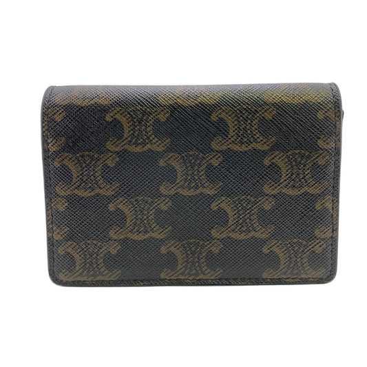 CELINE Card Case leather Brown Triomphe mens