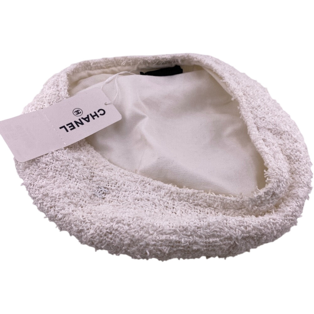 CHANEL beret cotton white COCO Mark M