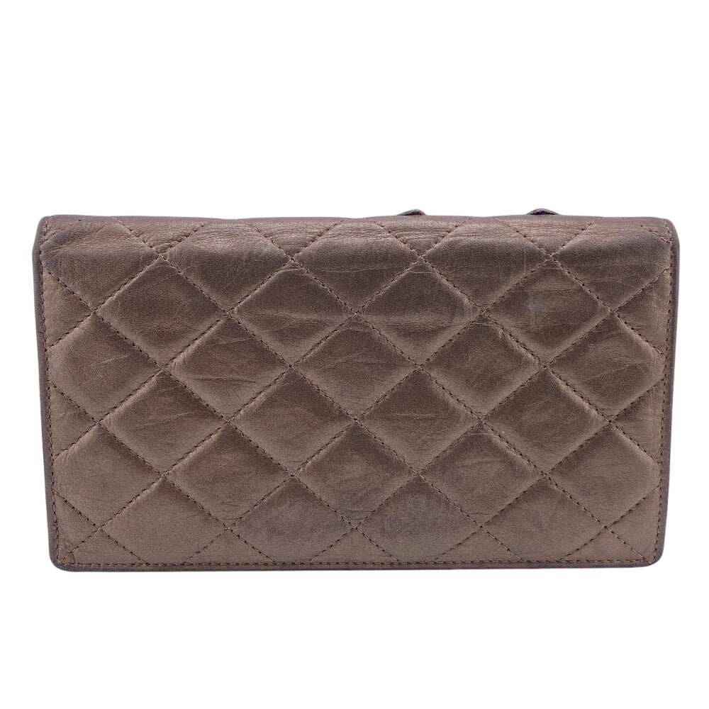 CHANEL Long Wallet Purse A26717 leather gold Bifold Wallet COCO Mark Metallic Cambon Women