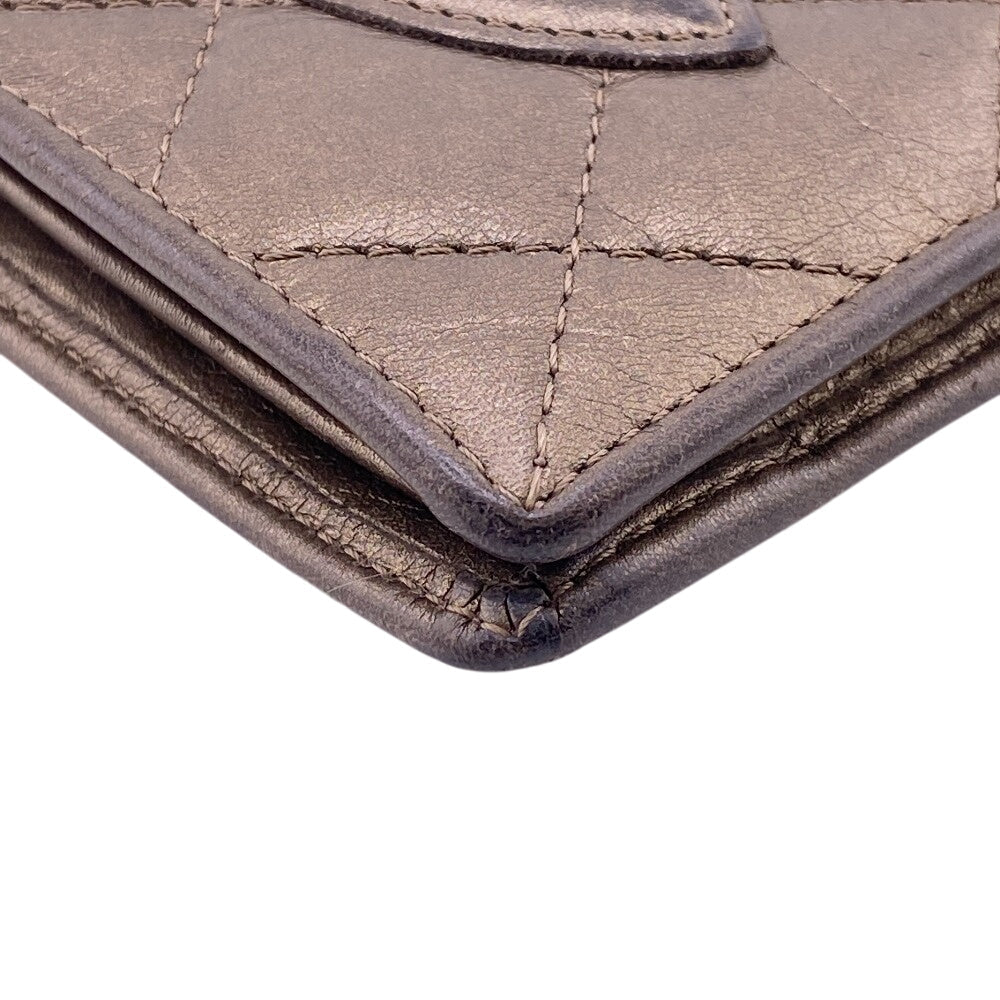 CHANEL Long Wallet Purse A26717 leather gold Bifold Wallet COCO Mark Metallic Cambon Women