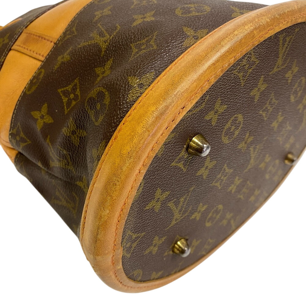 LOUIS VUITTON Shoulder Bag leather Brown Tote Bag Monogram Bucket GM Women