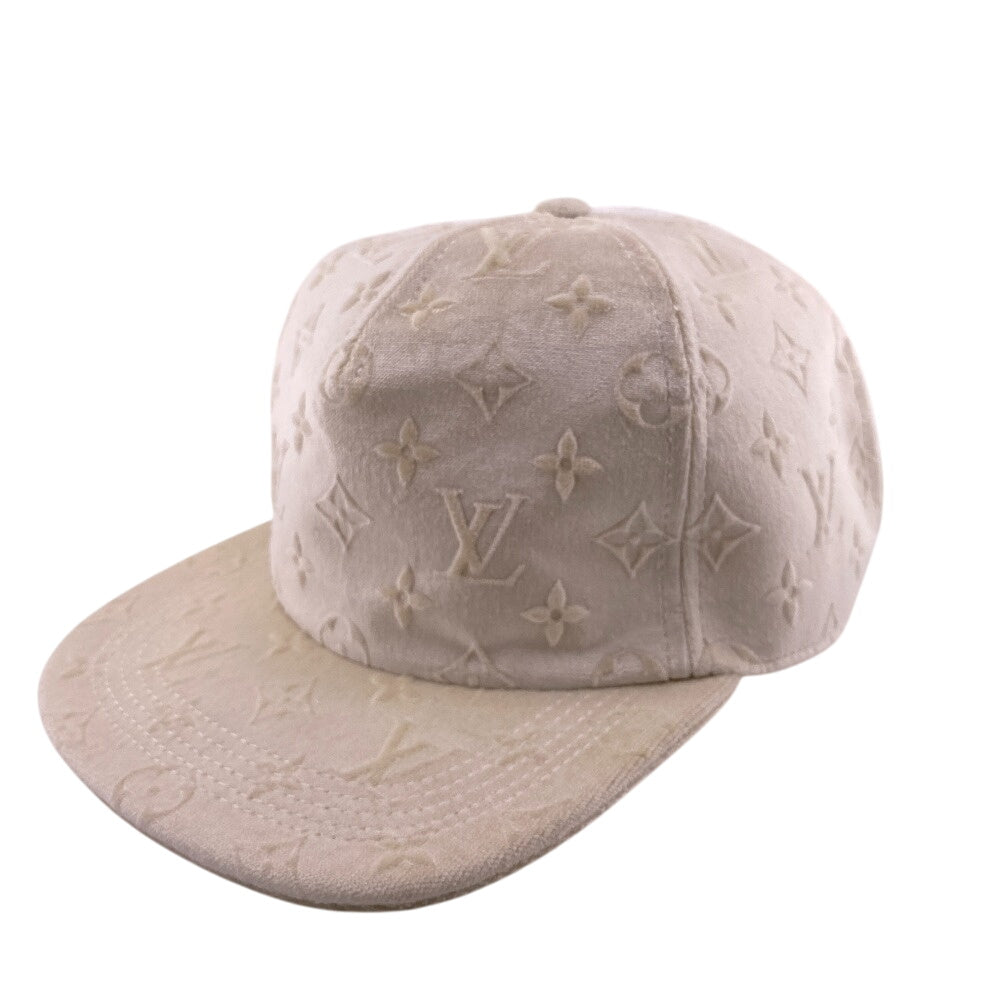 LOUIS VUITTON cap MP3421 polyester white baseball Monogrammed Velvet mens