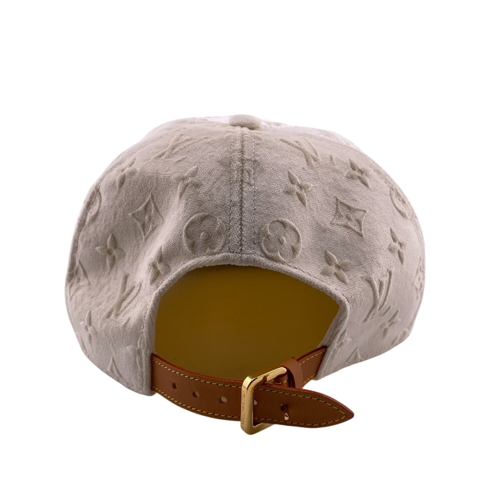 LOUIS VUITTON cap MP3421 polyester white baseball Monogrammed Velvet mens