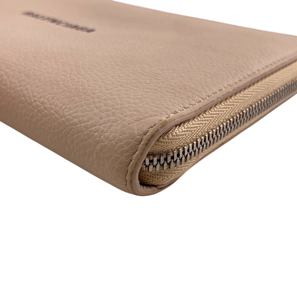 BALENCIAGA Long Wallet Purse 594317 leather beige Zip Around Cash Continental Wallet logo Women(Unisex)