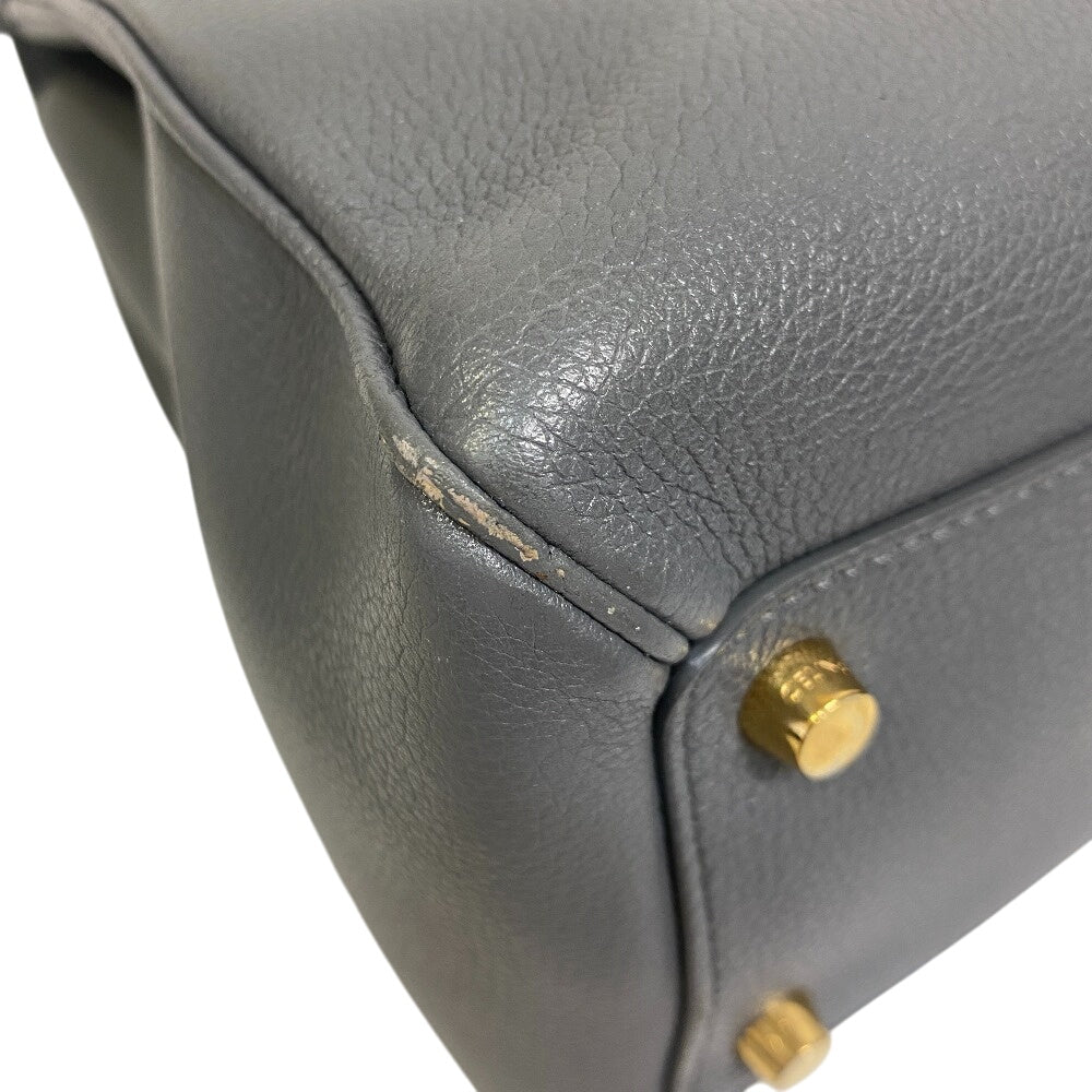 CELINE Handbag Leather , Satined Calfskin gray 2WAY 16 seeds medium Women