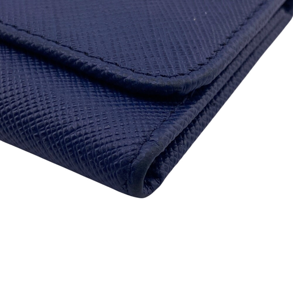 PRADA Key case Key holder  1PG222 leather blue Tri-fold Key case Key holder Safiano 6-key case Key holder Women