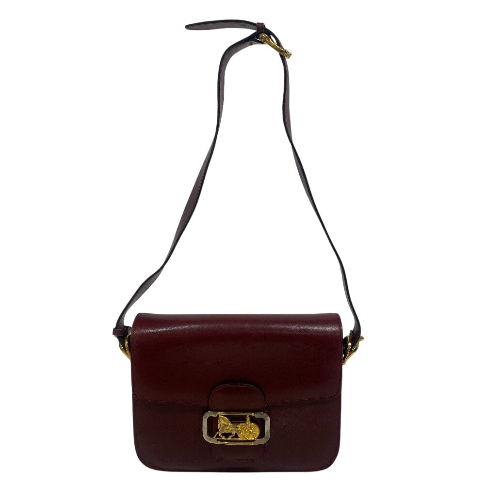 CELINE Shoulder Bag leather wine-red Shoulder Bag Vintage Carriage Metal Women