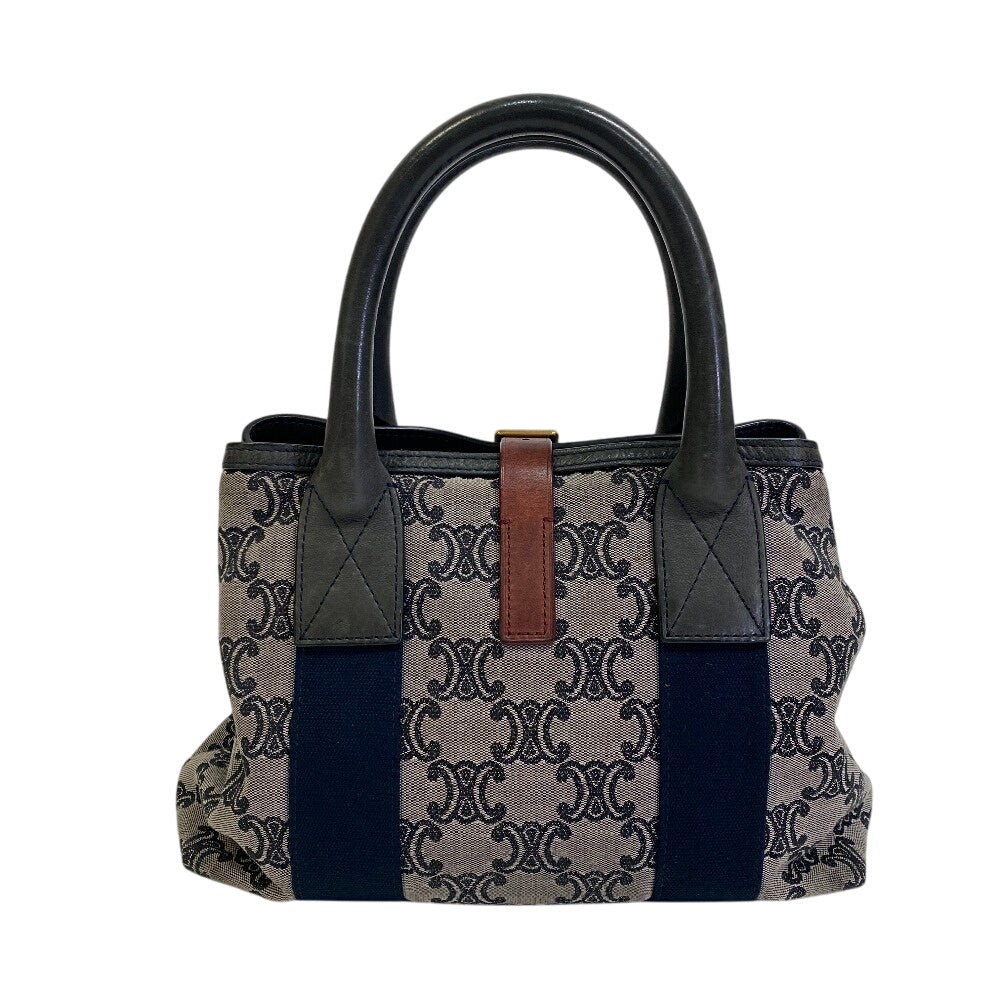 CELINE Handbag leather black Triomphe Macadam Pattern Women