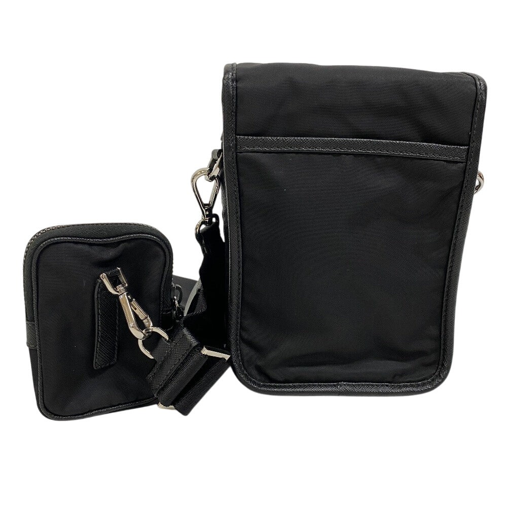 PRADA Shoulder Bag 2VD043 Nylon, Saffiano leather black triangle plate mens